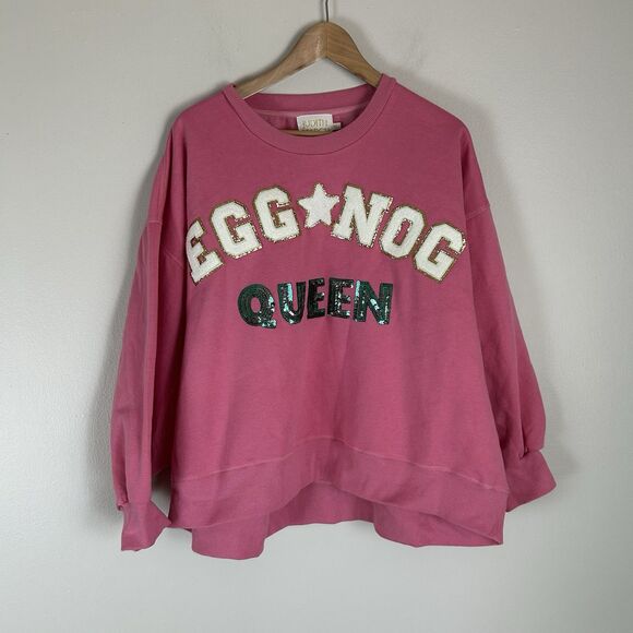 Judith March Tops - Judith March XL Holiday Christmas Sweatshirt Crew Neck Pink Pullover Sequin